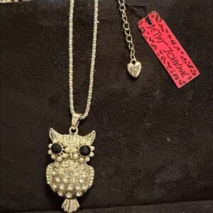 Betsey Johnson Crystal Owl Necklace